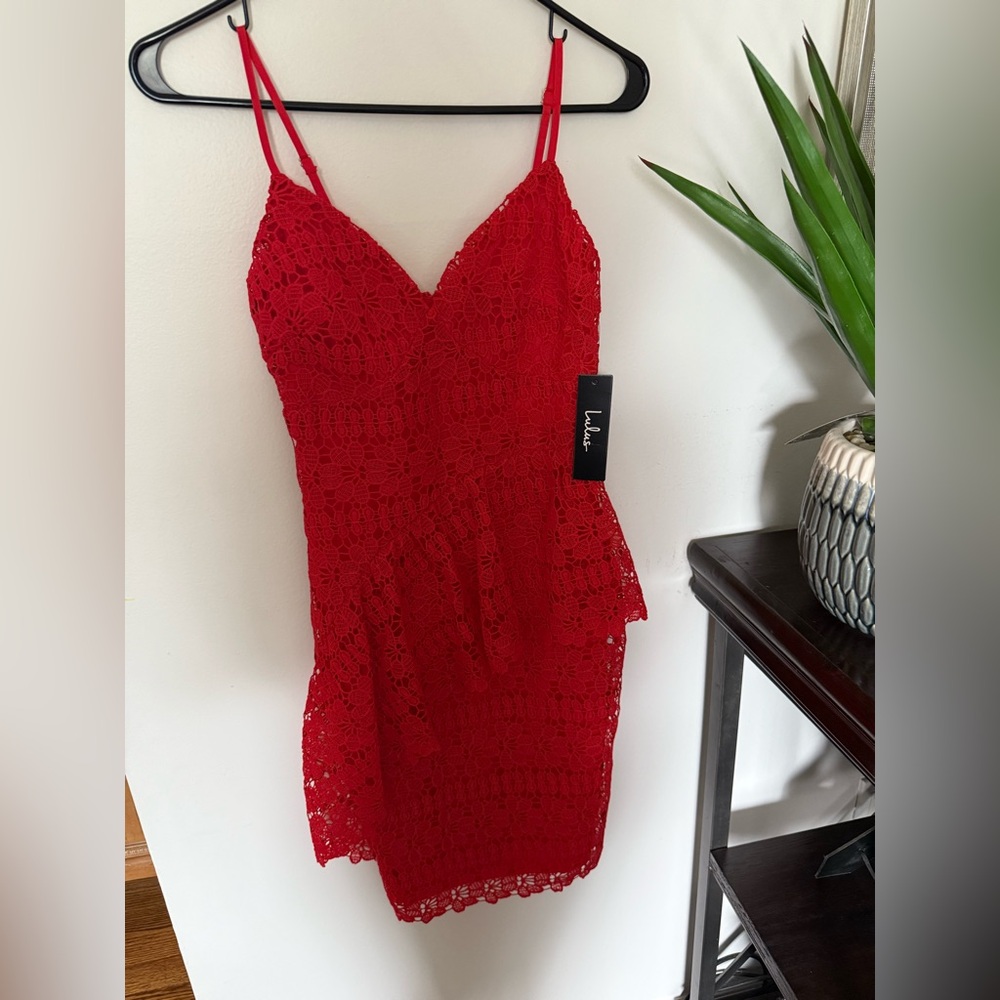 Lulu's Vibrant Red Lace Dress